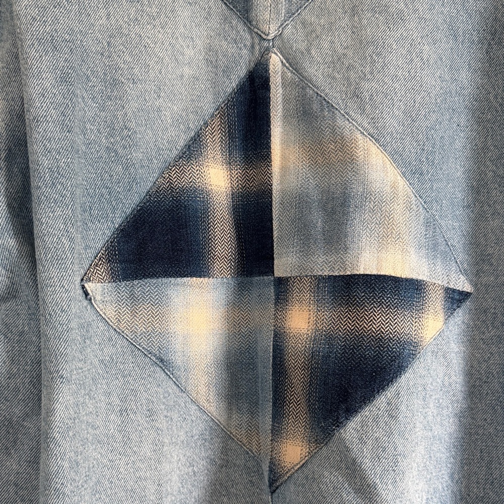 We The Free Blue Denim Jacket with Plaid Accents - Picture 7 of 9